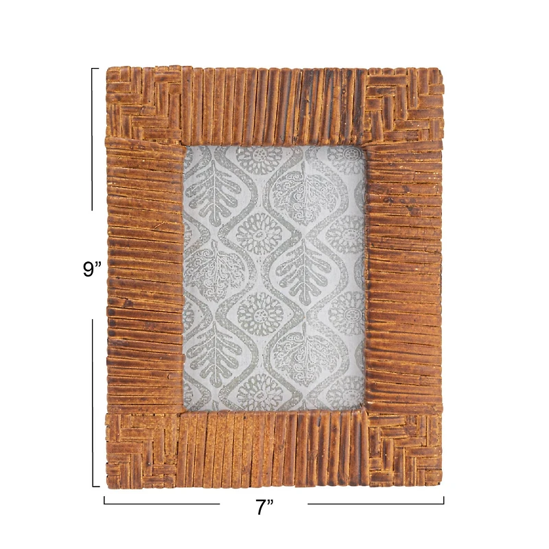 Hello Honey® Natural Stained Handwoven Rattan Photo Frame