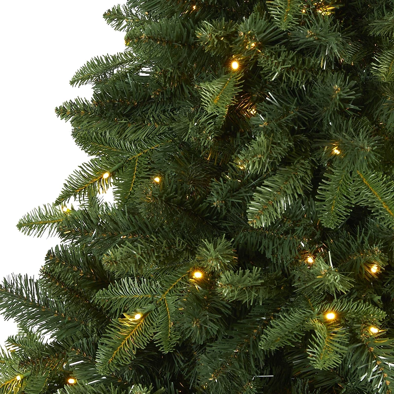 7ft. Pre-Lit Grand Teton Spruce Flat Back Artificial Christmas Tree, Clear LED Lights