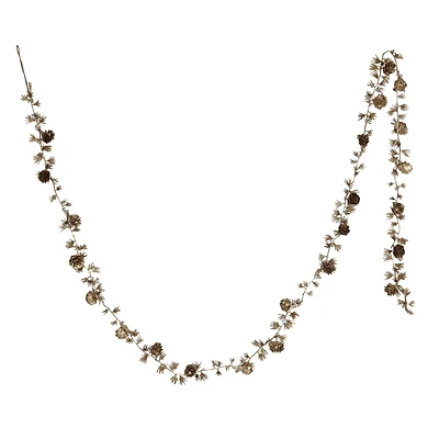Hello Honey® 6ft. Gold Color Faux Evergreen Garland with Pinecones