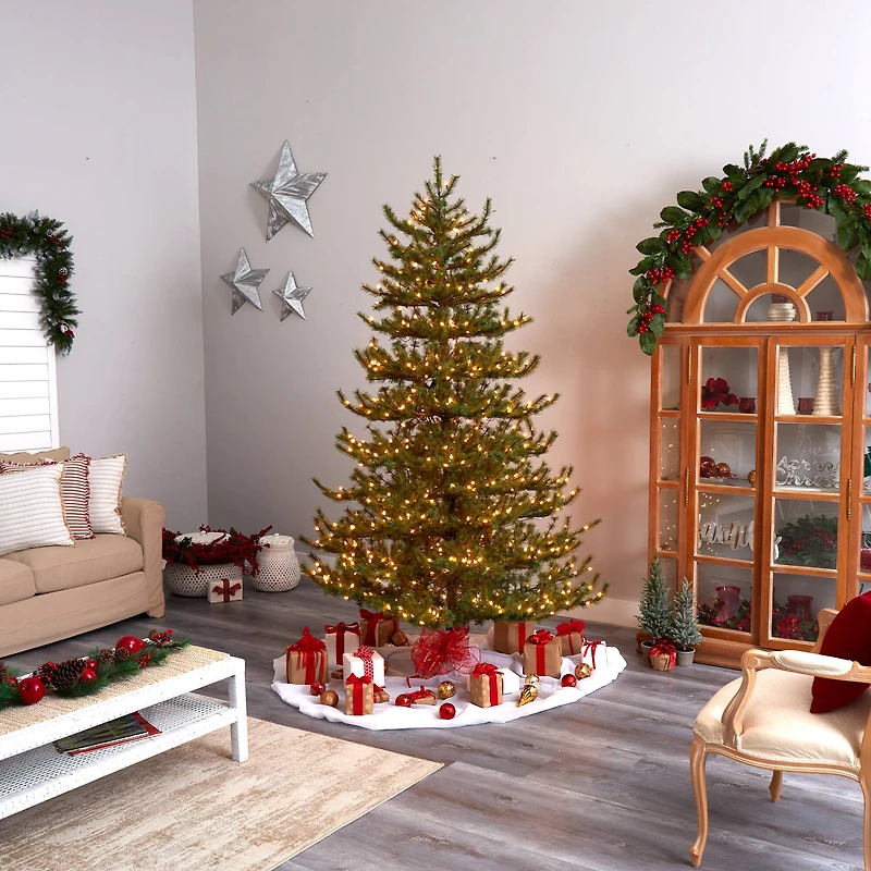 8ft. Pre-Lit Vancouver Mountain Pine Artificial Christmas Tree, Clear Lights