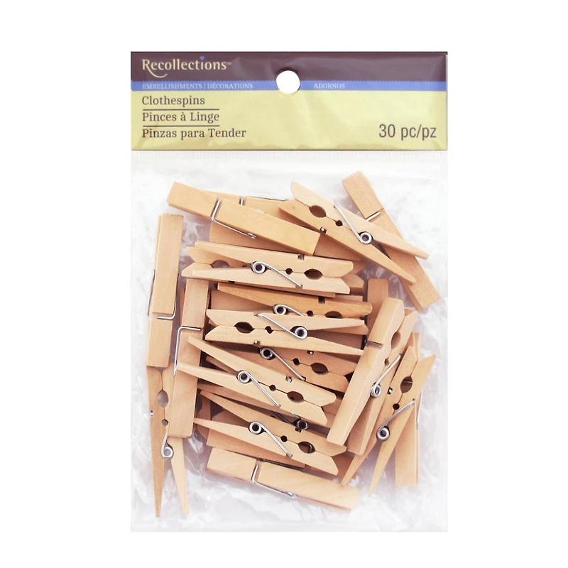 12 Packs: 30 ct. (360 total) Medium Clothespins by Recollections™