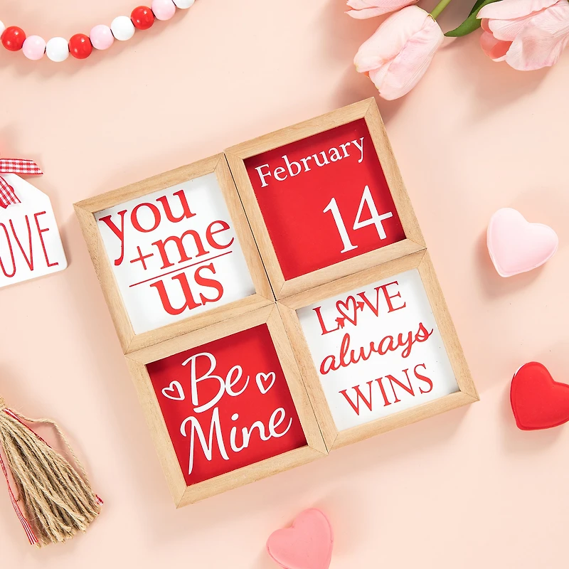 Glitzhome® 4" Valentine's Wooden Block Table Décor Set