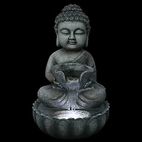 22" Buddha in Sukhasana Pose Outdoor Garden Water Fountain
