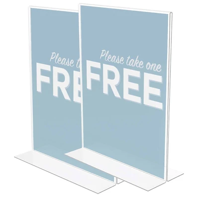 Deflecto® Classic Image® Clear Stand-Up Sign Holder, Portrait, Pack of 2