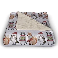 Christmas Woodland Characters 50" x 60" Sherpa Fleece Blanket