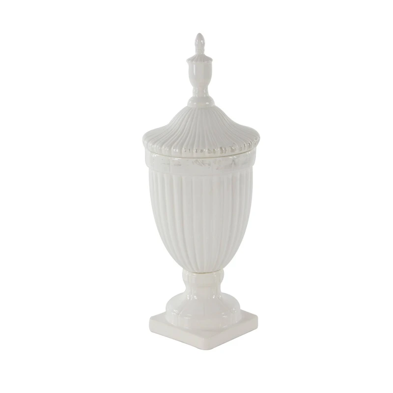 26" White Dolomite Country Decorative Urn