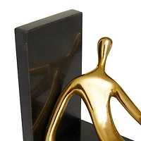 Set of 2" Gold Marble Contemporary Bookends, 7" x 7" x 5"