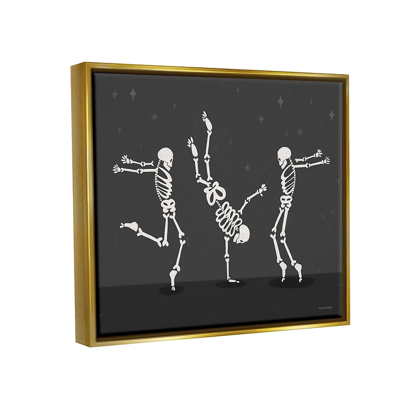 Stupell Industries Three Dancing Skeletons Framed Floater Canvas Wall Art