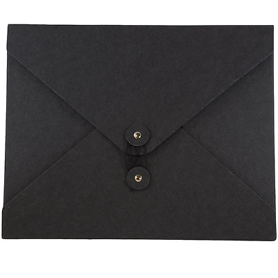 JAM Paper Black 9.5" x 12" Button & String Tie Kraft Portfolio