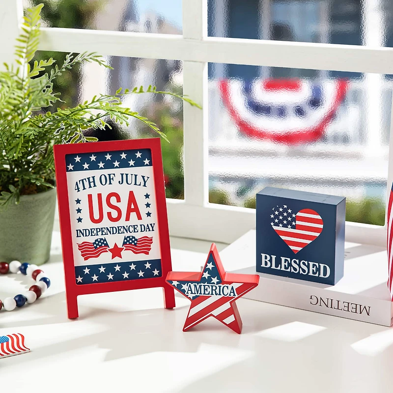 Glitzhome® Patriotic Americana Tabletop Sign Set