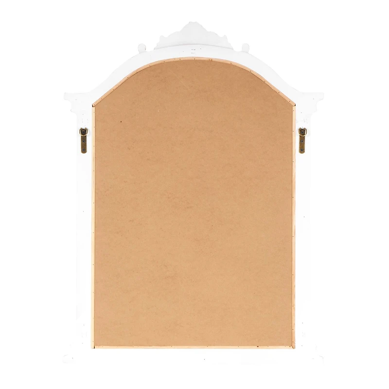 Cream Wooden Arched Scroll Room Wall Mirror with Brown Distressing