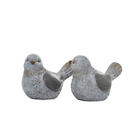 13" Gray Stone Country Bird Garden Sculpture Set
