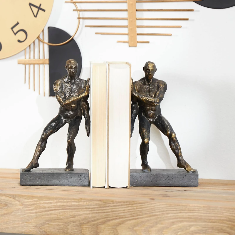 9.75" Modern Polystone Leaning Men Bookends, 2ct.