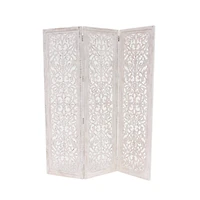 White Mango Wood Farmhouse Room Divider Screen, 69 " x 60 " x 1 "