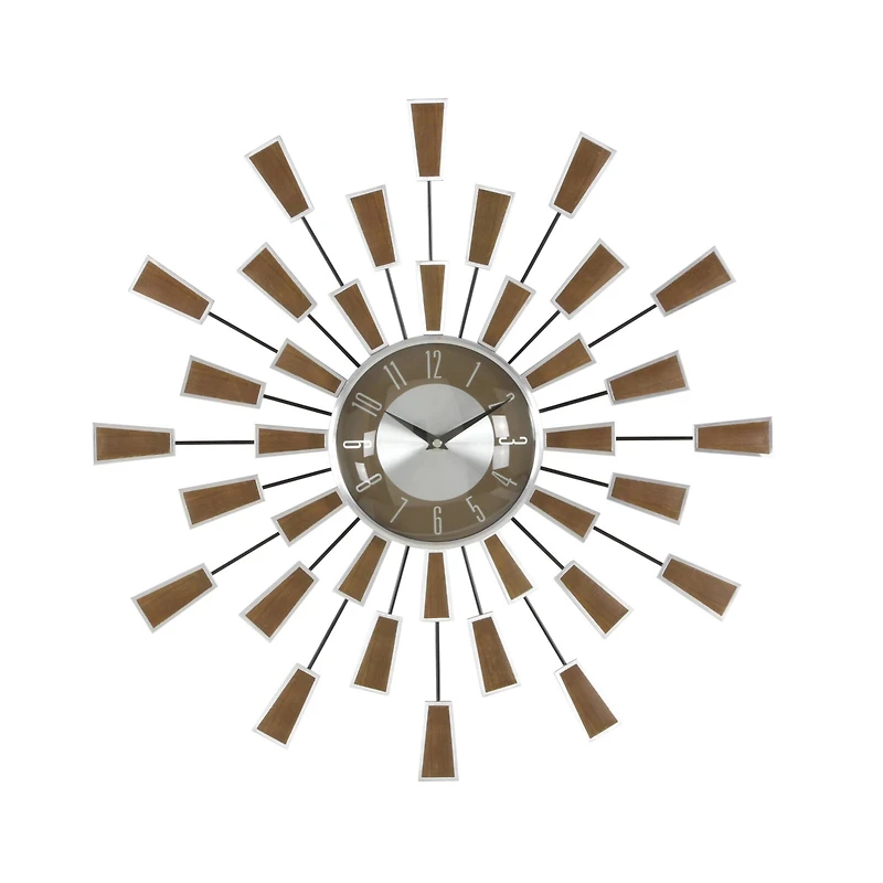 22" Brown Metal Modern Wall Clock