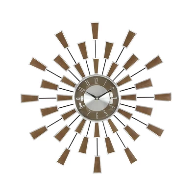 22" Brown Metal Modern Wall Clock