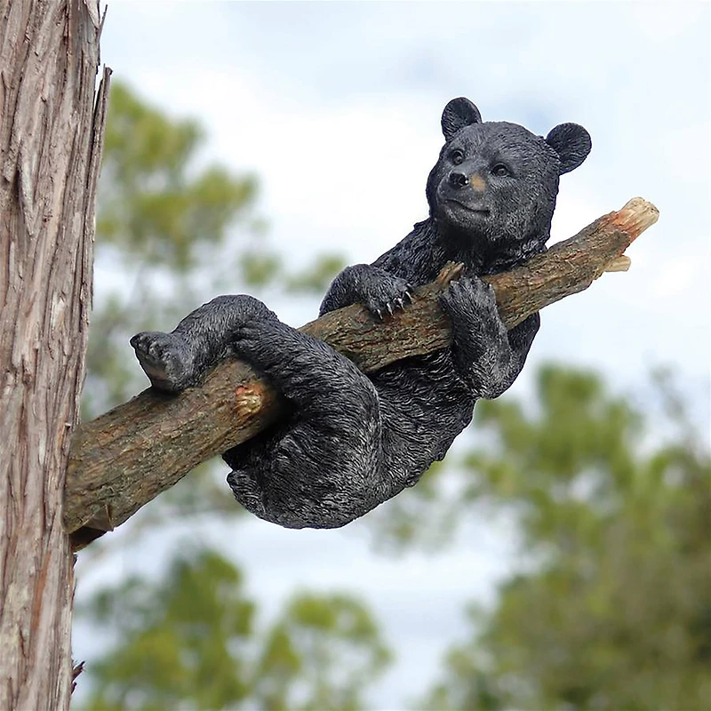 Design Toscano 17" Up a Tree Hanging Black Bear Cub Sculpture