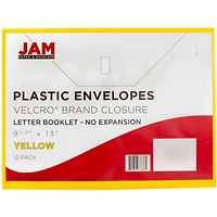 JAM Paper 9.5" x 12.5" Yellow Plastic Hook & Loop Closure Envelopes, 12ct.