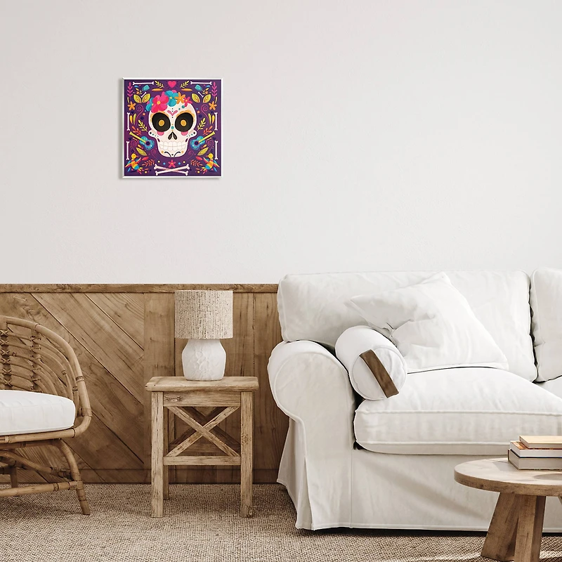 Stupell Industries Day Of Dead Floral Patterned Skull Wall Plaque Art