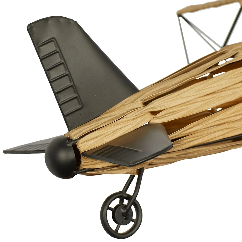 Tan Metal Natural Plane Sculpture, 10" x 31" x 28"