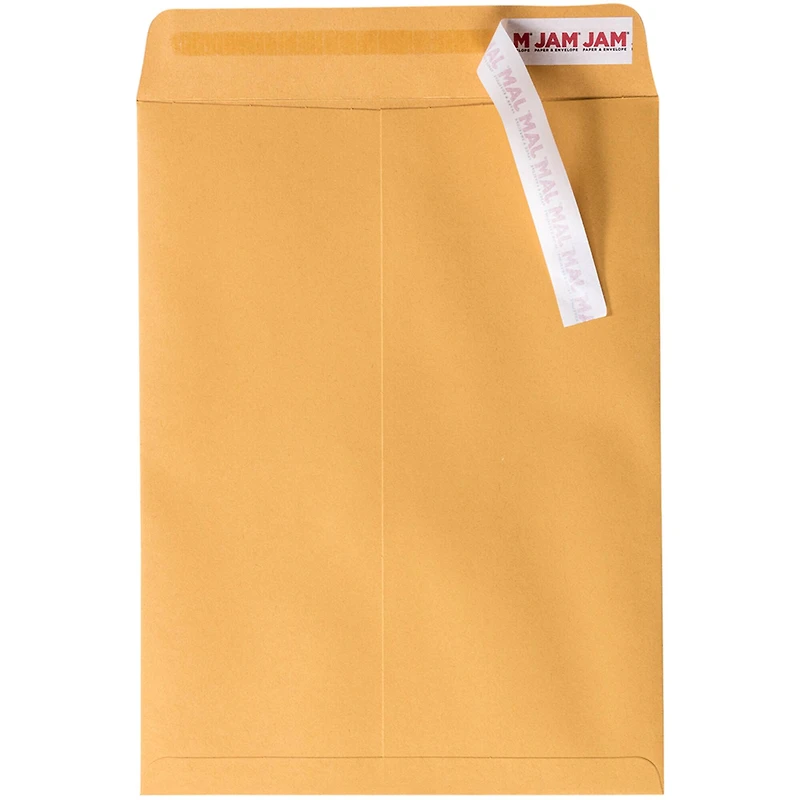JAM Paper Brown Kraft Manila Open End Catalog Premium Envelopes with Peel & Seal Closure