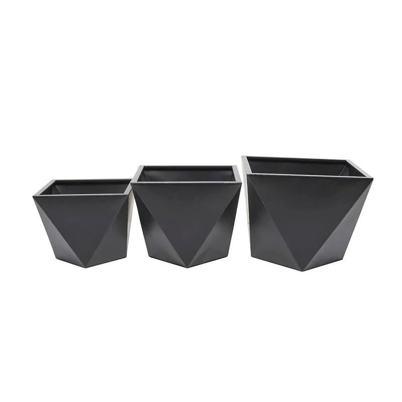 Black Modern Planter, Set of 3" 19", 16", 14"