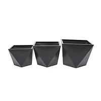 Black Modern Planter, Set of 3" 19", 16", 14"