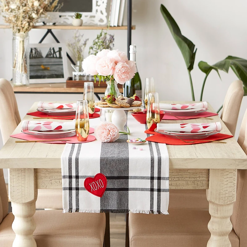 DII® 72" Heart XOXO Plaid Table Runner