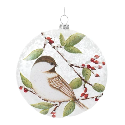 6ct. 5" Glass Chickadee Bird Ball Ornament