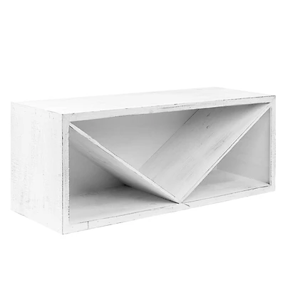 Whitewashed Wooden Wine Bottle Display Rack