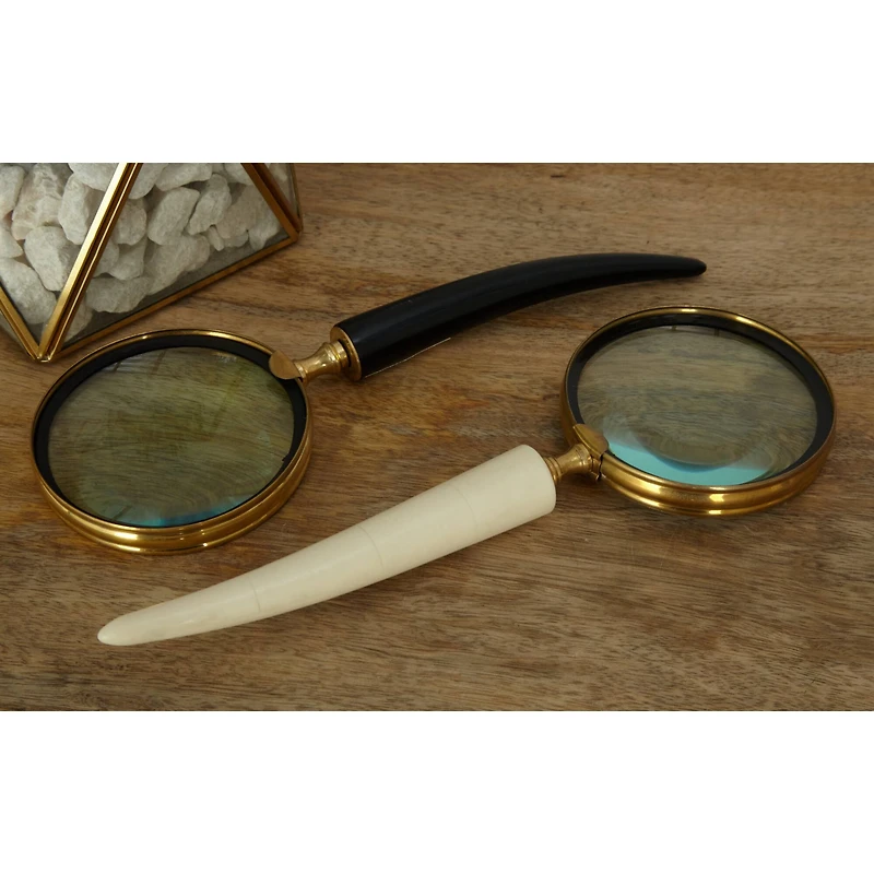 CosmoLiving by Cosmopolitan Set of 3" Black Metal Eclectic Magnifying Glass, 11" x 4"