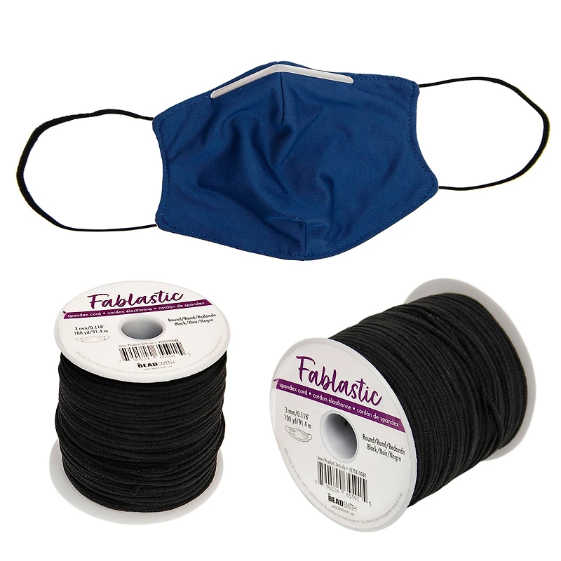 Beadsmith® Fablastic™ 3mm Black Round Spandex Cord