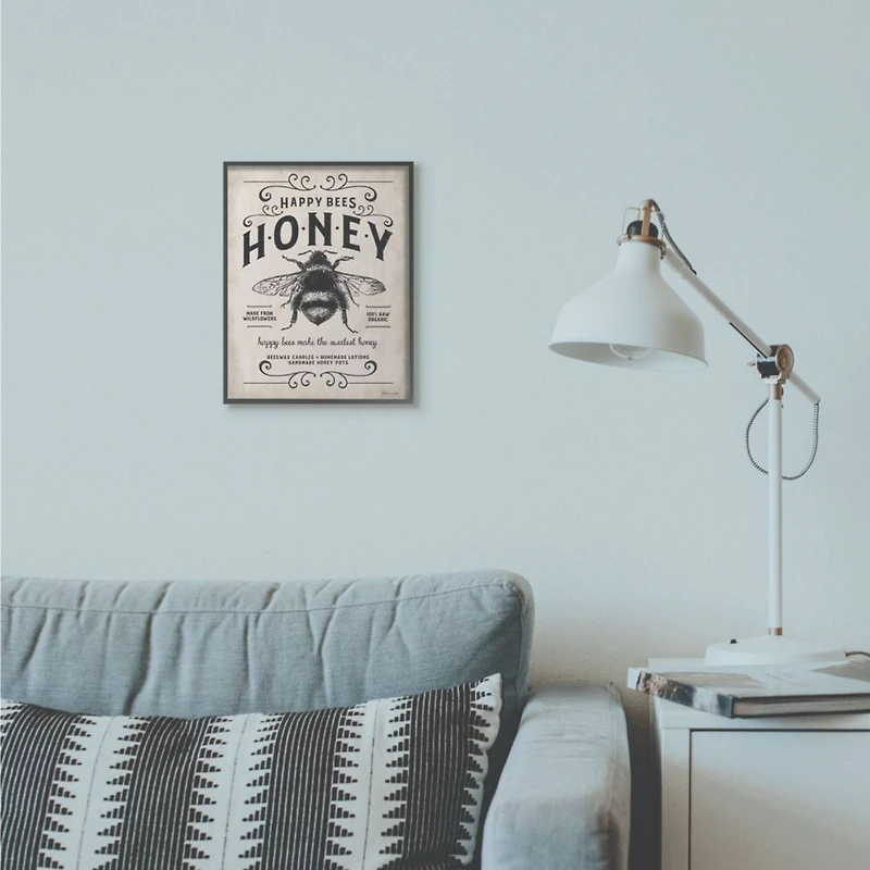 Stupell Industries Honey Bee Rustic Farm Framed Wall Art