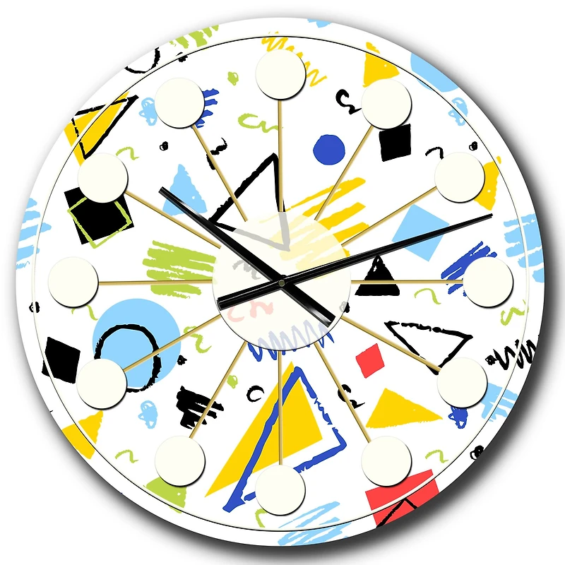 Designart Geometric Retro Design III Mid-Century Modern Wall Clock