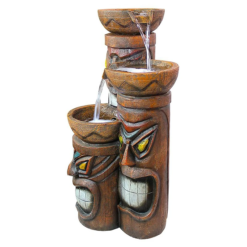 Design Toscano Cascading Aloha Tiki 3-Bowl Garden Fountain
