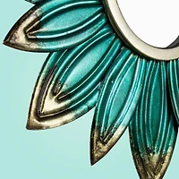 17.5" Turquoise Metal Flower Sculpture