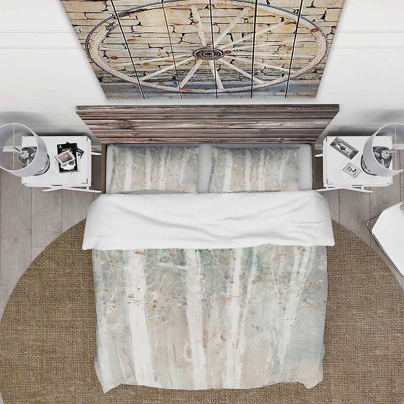 Designart 'A Woodland Walk into the Forest V' Farmhouse Bedding Set