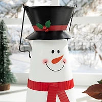Glitzhome® 19.5" Metal Snowman Decorative Bucket
