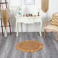 3ft. x 3ft. Hand Braided Mandala Jute Round Rug