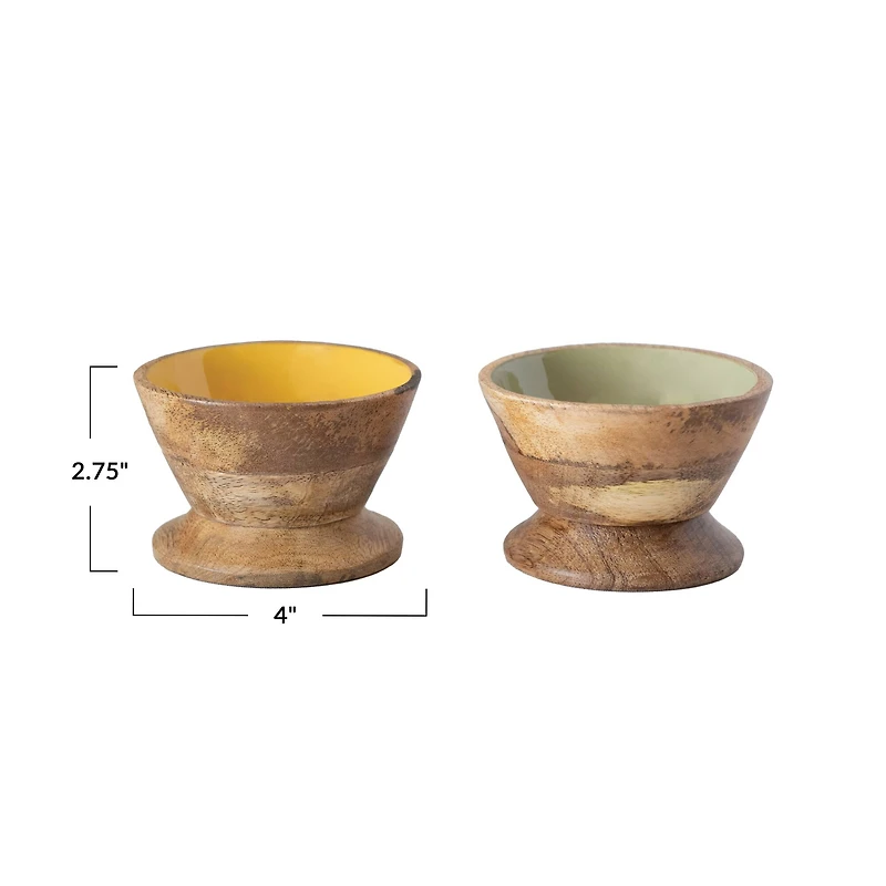 Hello Honey® Enameled Mango Wood Footed Bowl Set