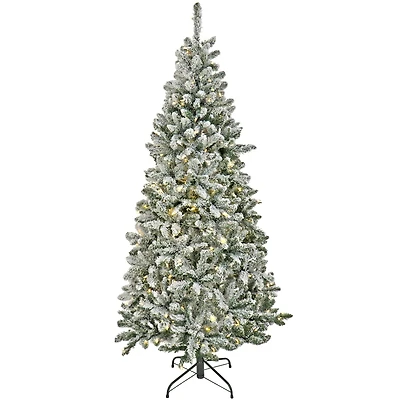 9ft. Pre-Lit Snowy Chatham Slim Artificial Christmas Tree, Dual Color® LED Lights