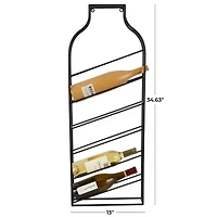 13" x 35" Black Metal Bottle Shape Wall Wine Rack