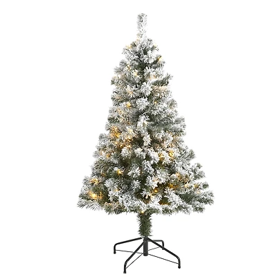4ft. Pre-Lit Flocked West Virginia Fir Artificial Christmas Tree, Clear LED Lights