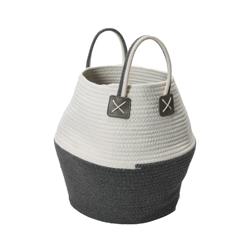 Household Essentials 15" Black & Ivory Bono Rope Basket