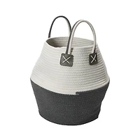 Household Essentials 15" Black & Ivory Bono Rope Basket