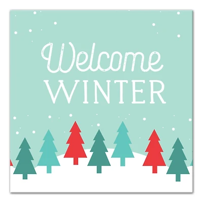 Welcome Winter Retro Forest 12x12 Canvas Wall Art