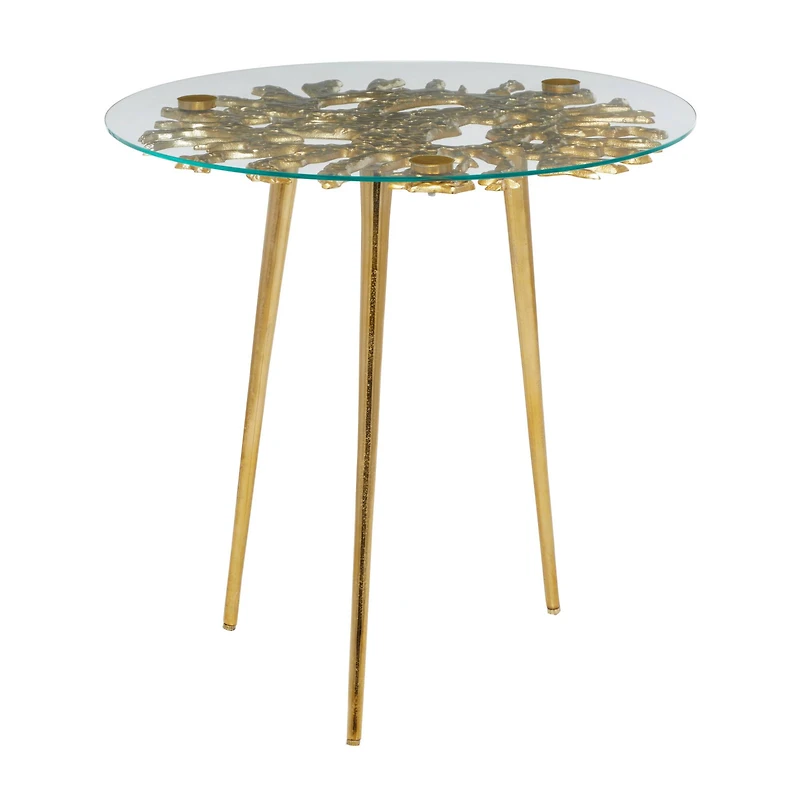 Gold Aluminum Modern Accent Table, 22" x 22" x 22"