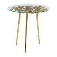 Gold Aluminum Modern Accent Table, 22" x 22" x 22"