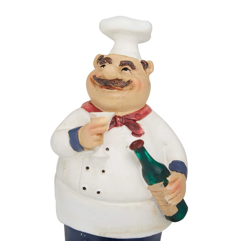 White Polystone Traditional Chef Sculpture, Set of 3" 5" x 3" x 2"