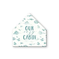 Snowy Town Pattern Teal Cozy Cabin 17x17 House Shaped Canvas